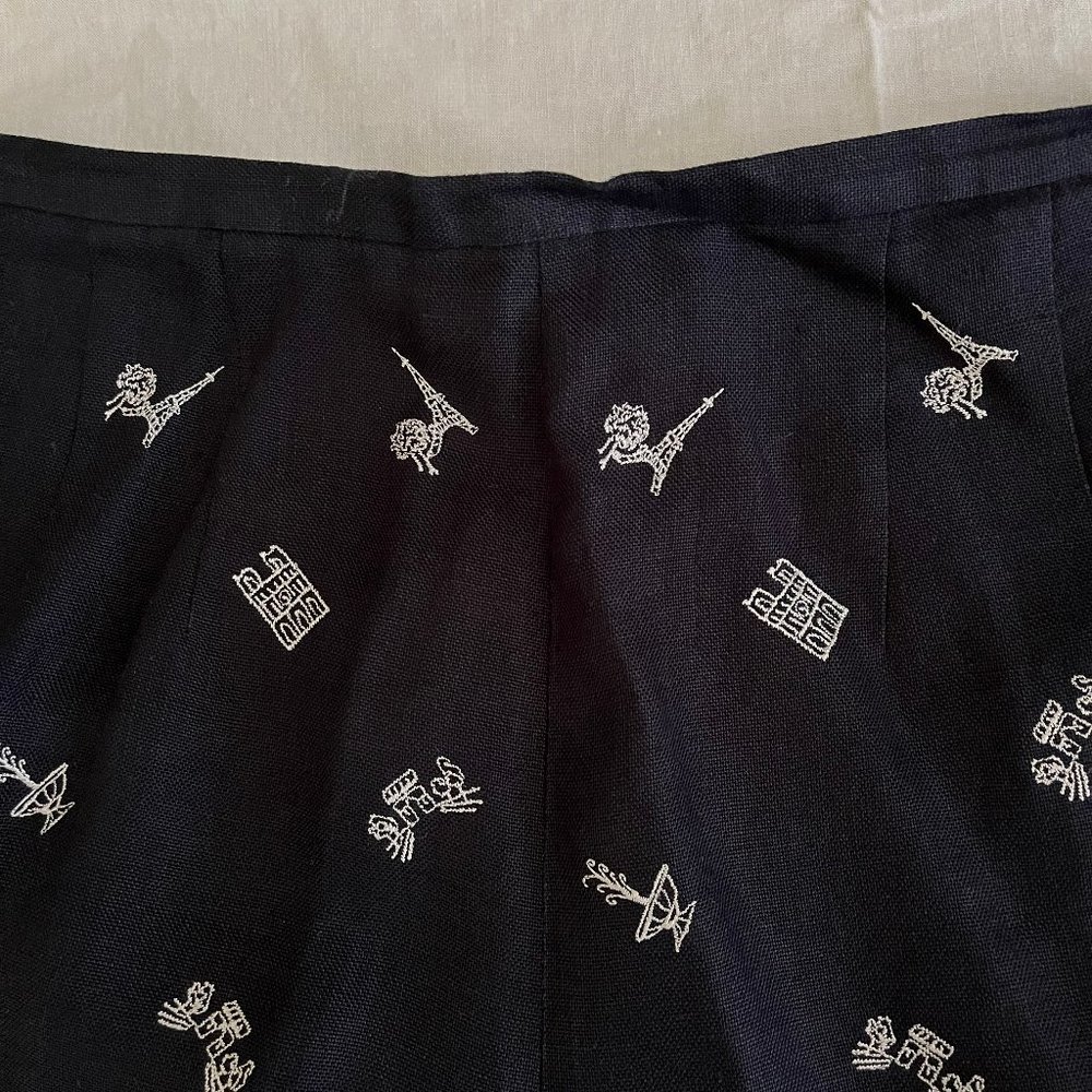 Talbots Navy/White Linen Lady's Pants